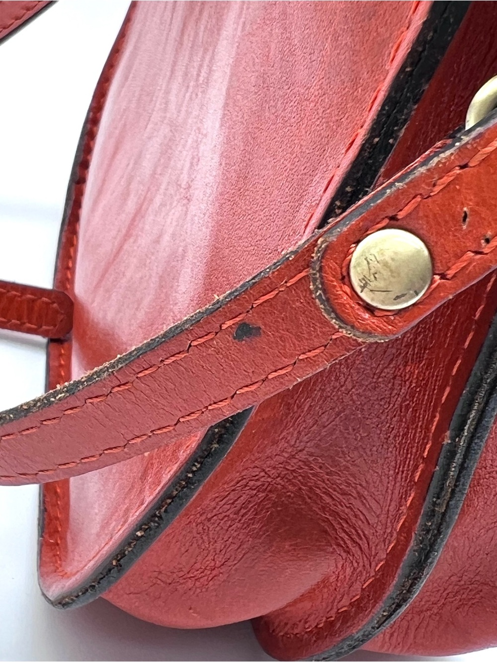 Patricia Nash Tooled Leather Crossbody Saddle Bag Red Ring Flap - Picture 5 of 16